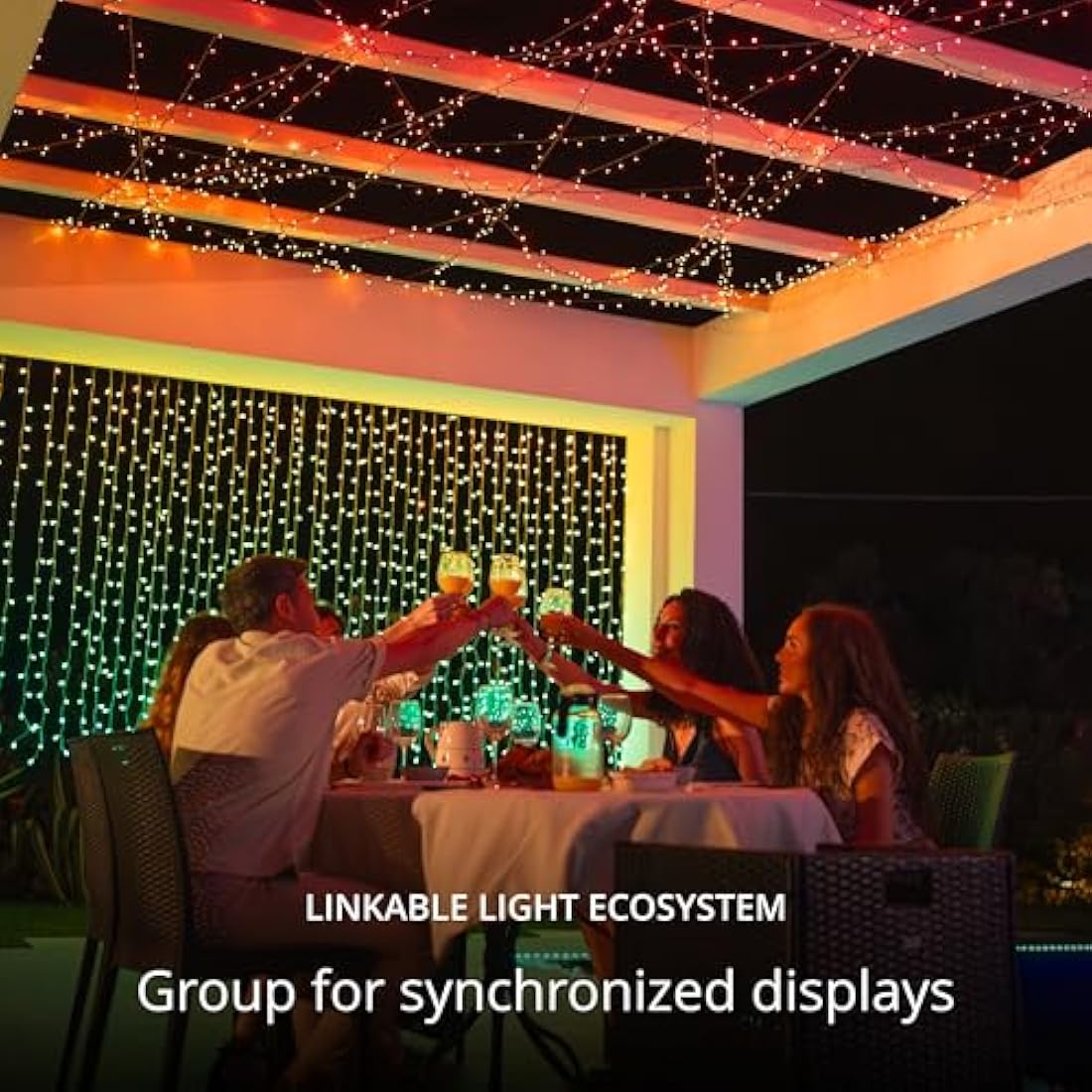 Twinkly Strings 100 LED RGB, LED Light String for in- and Outdoor, Christmas Lights, Smart LED Lights, Mappable LEDs, Compatible with Alexa and Google Home, IP44, Controlled by App, Black Wire, 8m