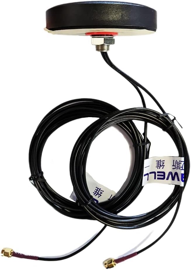 Maswell 4G 2X2 MIMO Antenna SMA, Cellular 700-2700MHz Cross Polarised 3G 4G LTE Puck Aerial Waterproof with 3meters Cable, Low Profile, Aerial for O2