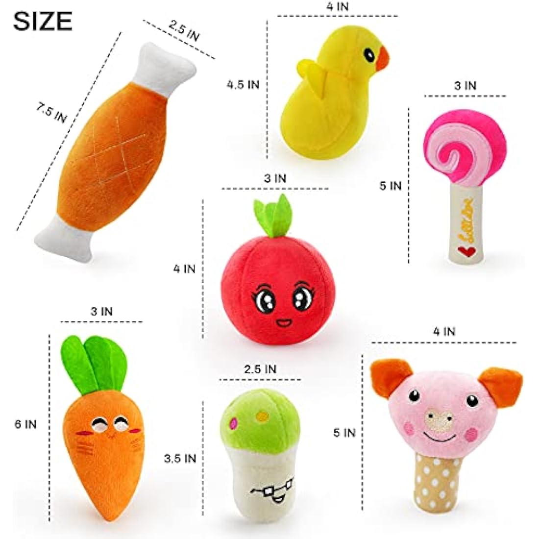 LEGEND SANDY Legend Sandy14 Pack Dog Squeaky Toys Cute Stuffed Plush Fruits Snacks and Vegetables Dog Toys for Puppy Small Dogs