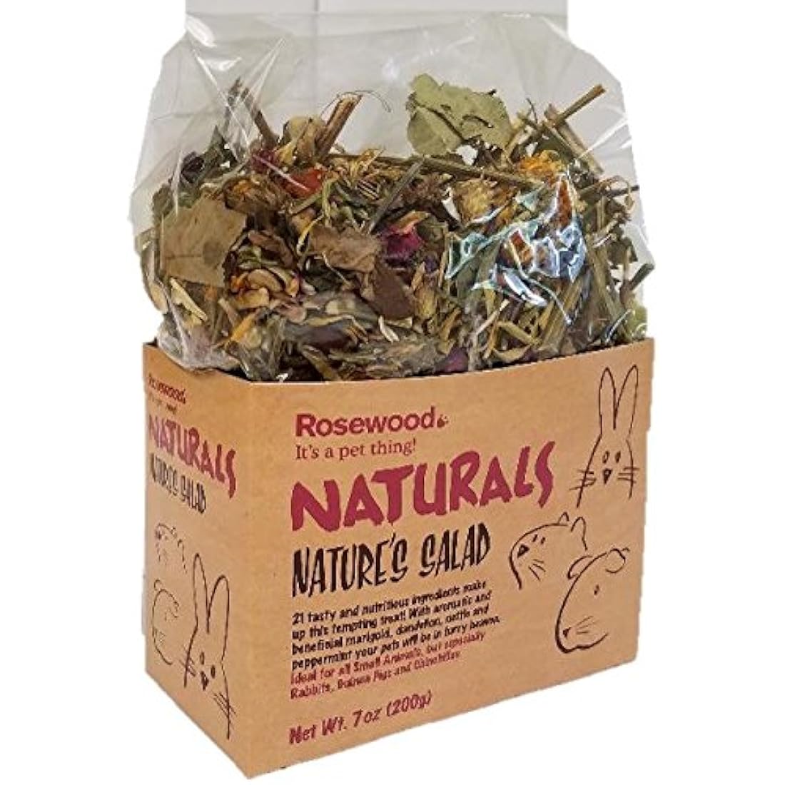Rosewood Naturals Nature’s Salad, Small Animal Treat for Rabbits, Guinea Pigs, Chinchillas, Degus, Hamsters, Gerbils, Mice and Rats, 200g