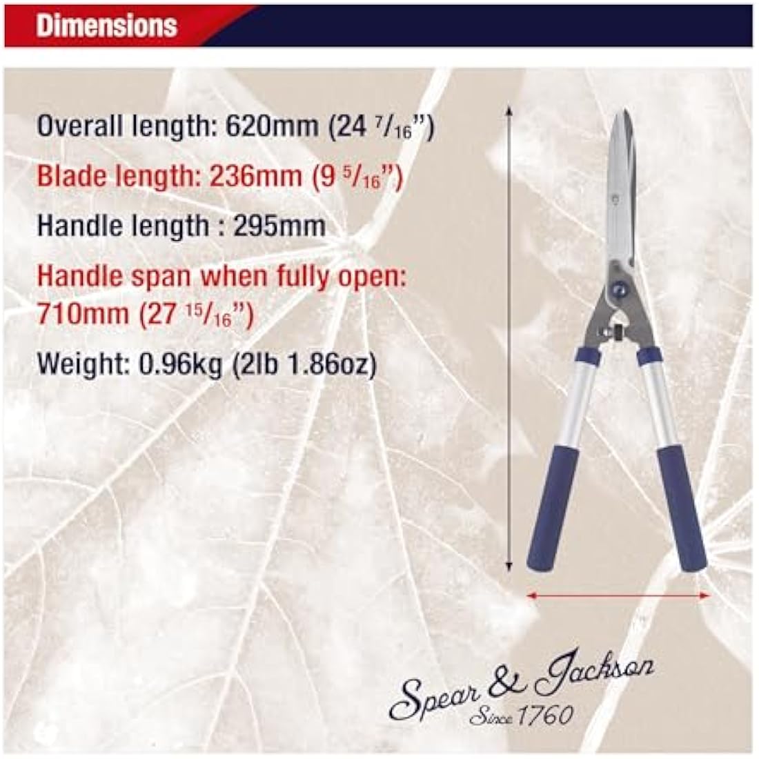 Spear & Jackson 8110RS Razorsharp Notched Hedge Shear, Blue