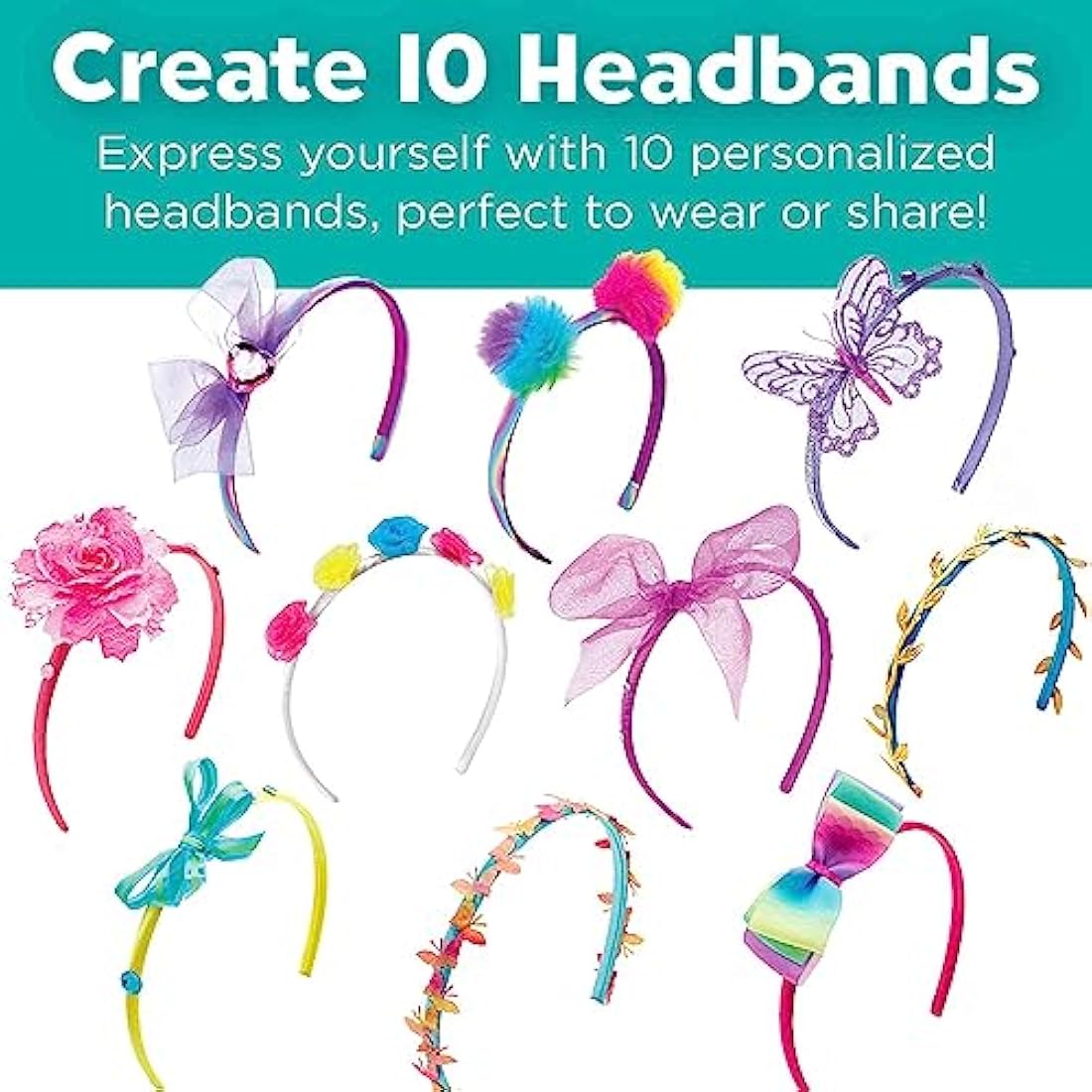 Creativity for Kids Fashion Headbands Craft Kit, Makes 10 Unique Hair Accessories (Packaging May Vary)