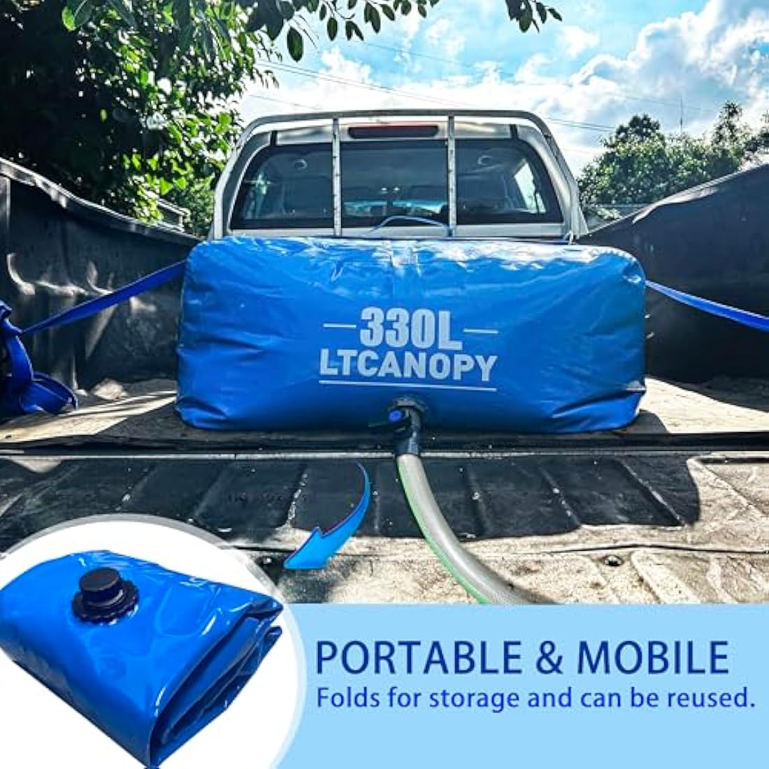 LTCANOPY 110L/30gal Foldable Portable Water Tank, Large Capacity, Drought Resistant, Fire Protection, Agricultural Irrigation, Outdoor Emergency