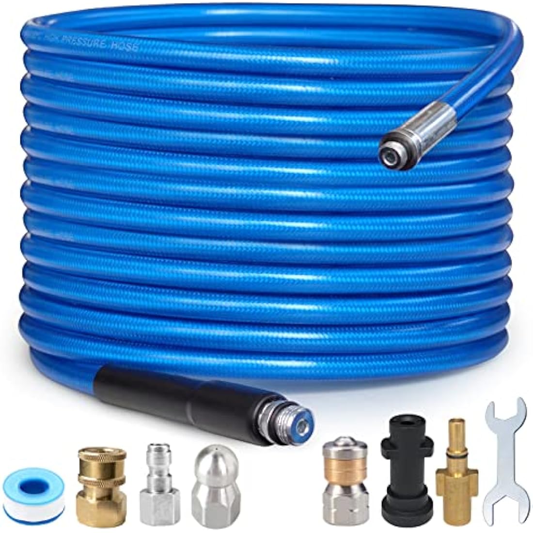 15M High Pressure Washer Drain 3000 PSI/180bar Hose Cleaning Kit Sewer Jetter Kit for Karcher K2 K3 K4 K5 K6 K7 Series & Bosch AQT Household Use Pressure Washer