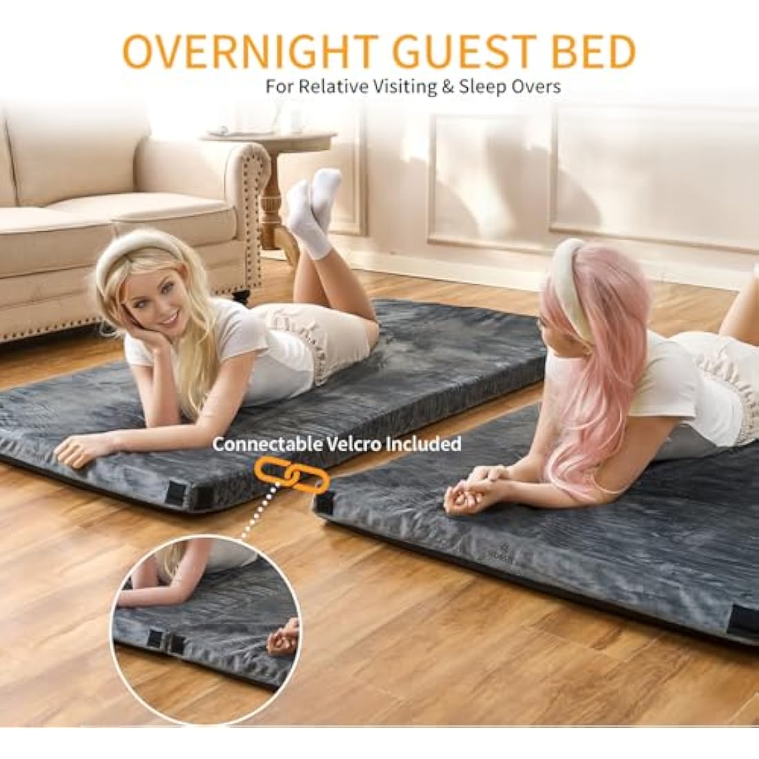 Memory Foam Camping Mattress With Waterproof Velvet Cover,Travel Car Camping,Portable Roll Up Mats,Twin/Single/Cot Size | Indoor Floor Mats, Guest Bed Pads with Carry Bag Removable Cover