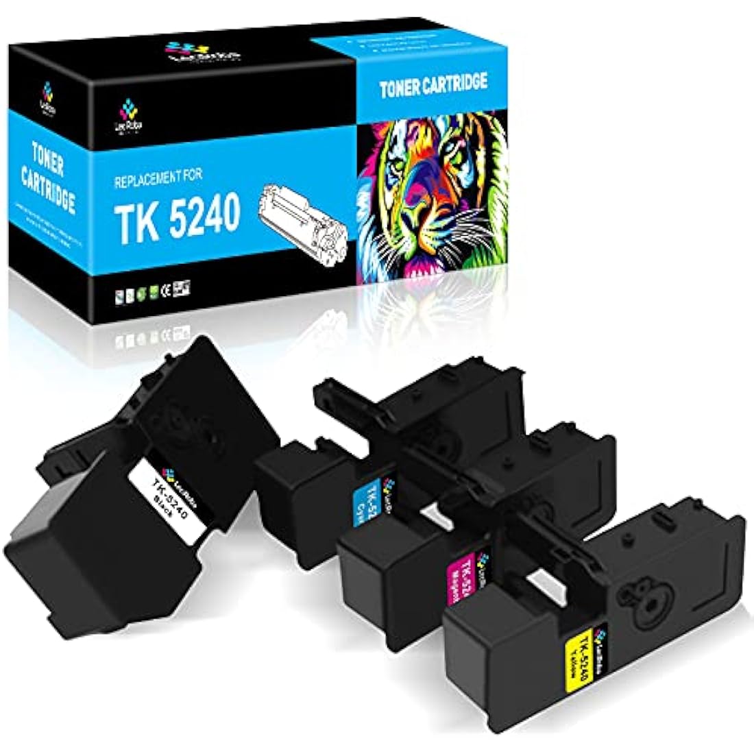 LeciRoba TK-5240 Toner Cartridges, 4-Pack (Black, Cyan, Magenta, Yellow), 6-Step Quality Inspection, Compatible with Kyocera Ecosys P5026cdn, P5026cdw, M5526cdn, M5526cdw