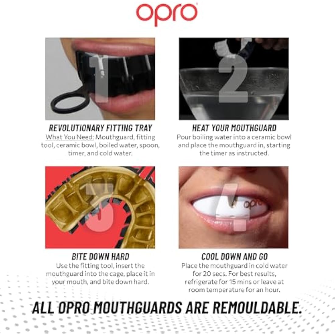 OPRO Gold Level Mouthguard Premium Fit – Gum Shield Adult and Kids – OPRO Mouth Guard Boxing and MMA, Easy Self-Fit Gum Shield Rugby and Hockey – Premium Protection with Dental Warranty