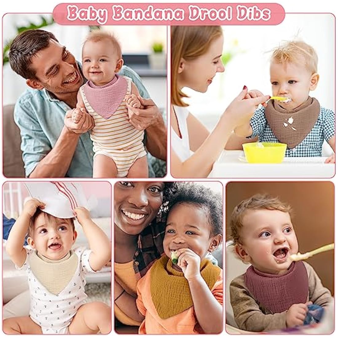 Yoofoss Baby Bibs 10 Pack Dribble Bandana Bibs 100% Cotton for Boys Drool Bib for Teething Soft and Absorbent with Adjustable Snaps
