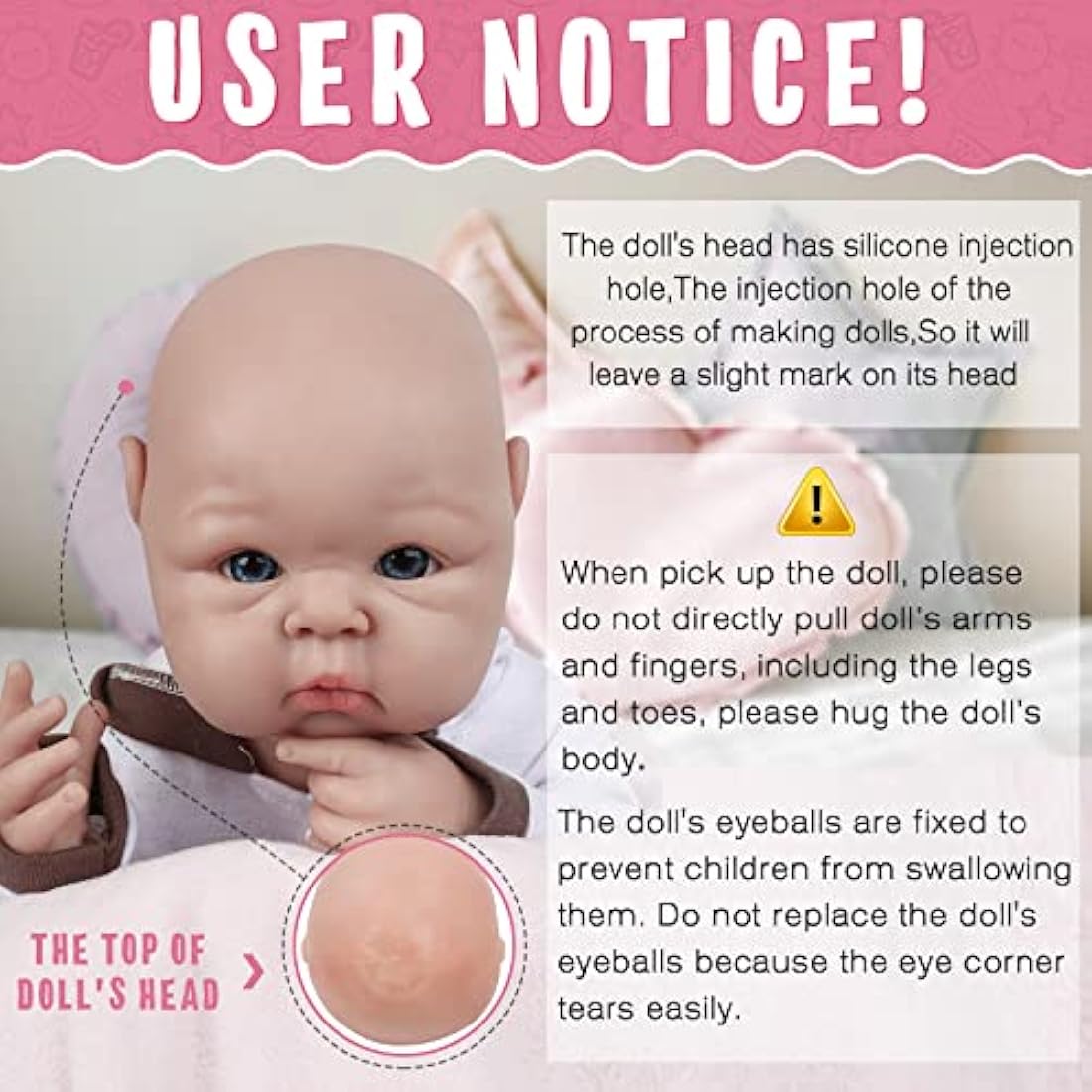 Vollence 19 inch Lifelike Full Silicone Baby Doll, Realistic Girl Baby Doll with Feeding Accessories with Clothes and Toy Gift for Kids - Girl