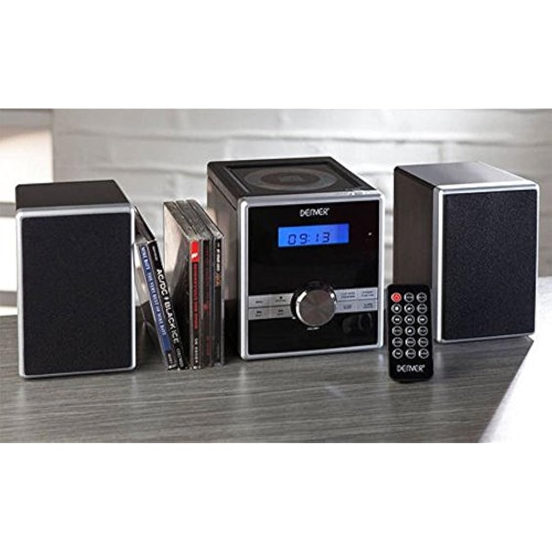 Denver Mini HiFi System CD Player For Home With Speakers - CD Micro System Mains Operated with FM Radio, Clock Radio Alarm, Snooze & Sleep, AUX IN, Remote Control – MCA-230