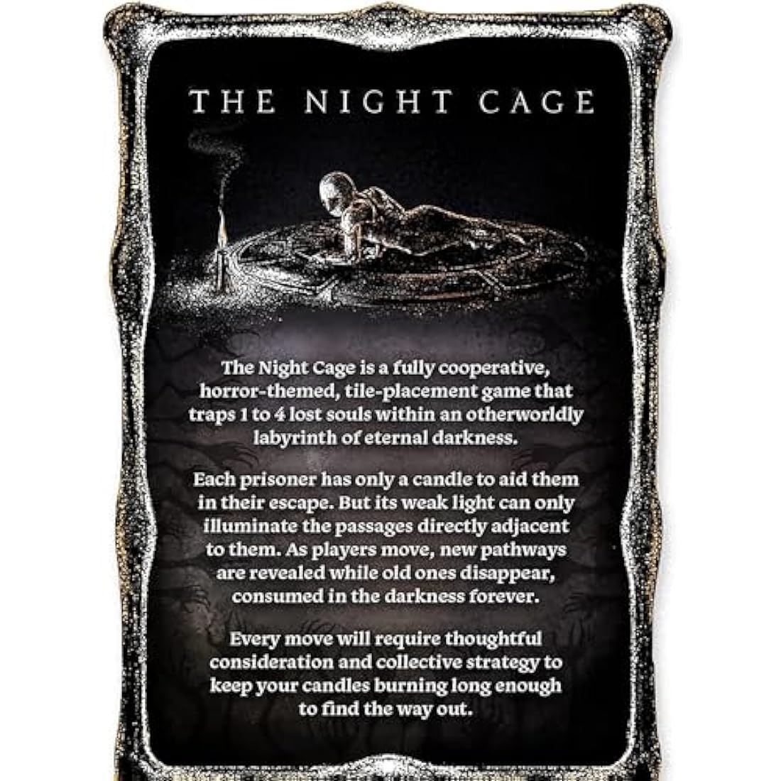 The Night Cage, by Smirk and Dagger, a Spooky Cooperative Strategy game, 1-5 Players lost in a Dark Maze with only a Candle, Fun Horror Themed Tile Laying and Perfect for Game Night, Adults, Teens 14+