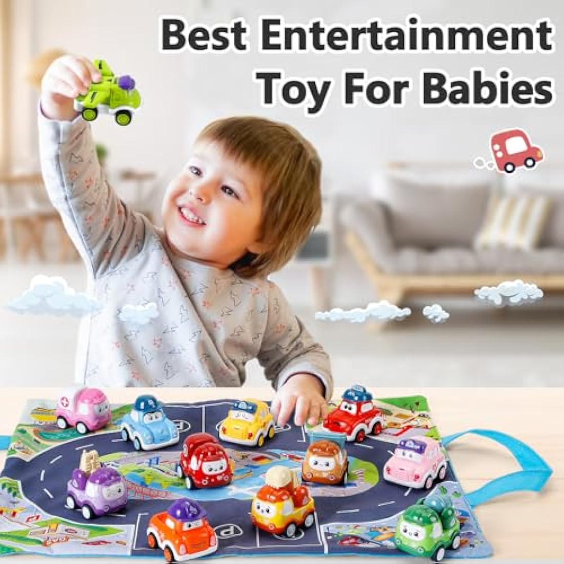 SYHLN Toys for 1 Year Old Boys Gifts,12 Pcs Baby Boy Car Toys Pull Back Cars, Easter Gift for Childrens Toddler Toys Age 1-3 Years,Birthday Gift for Girls