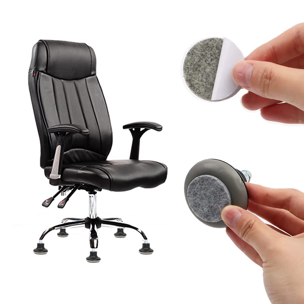 FOROREH 5PCS Glide Castors, Black Office Chair Swivel Caster Wheels, 2 Inch Bell Glides Replacement Office Chair Wheels Stopper with Felt Pads for