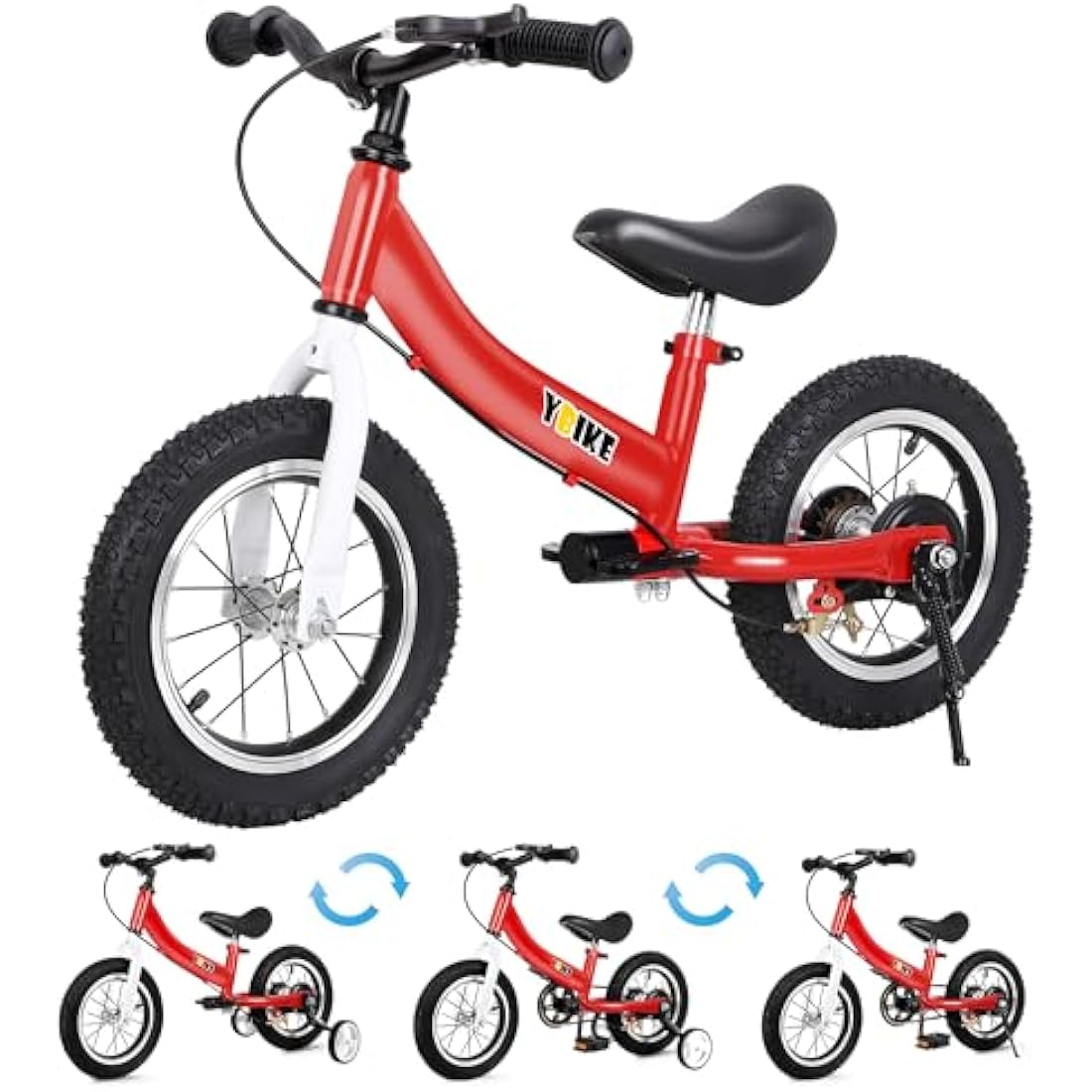 YBIKE Balance Bike 2 in 1,The Dual Use of a kids' Balance Bikes and Kids Bike, for 2 3 4 5 6 7 Years Old -12 14 16 Inches with Training Theory, Brake, Pedal