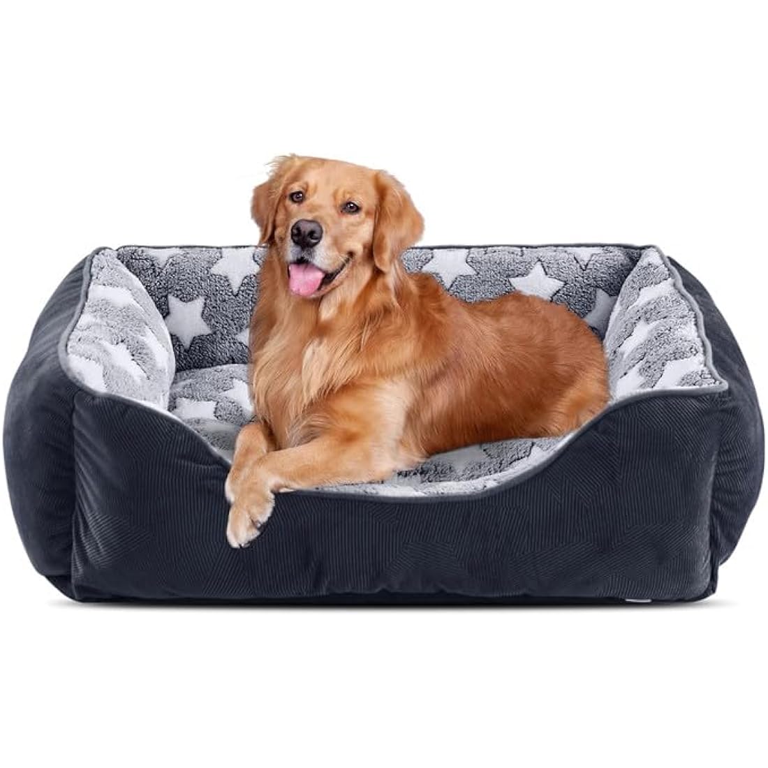 MIXJOY Extra Large Dog Bed(89x63cm), Super Soft Cosy Rectangle Dog Beds, Grey Washable Pet Bed, Ideal for Golden Retriever, Labrador，German Shepherd，Samoye，Rottweiler