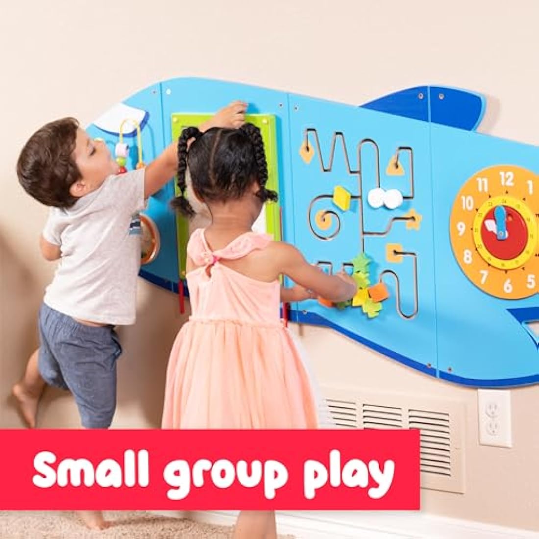 SPARK & WOW Airplane Activity Wall Panels | Ages 18m+ | Montessori Sensory Wall Toy | 6 Activities | Busy Board | Toddler Room Decor