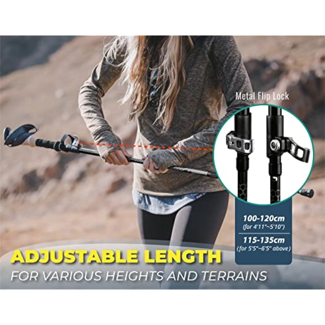 TREKOLOGY Walking Poles Women TREK-Z, Nordic Walking Poles for Men, Hiking Sticks for Men, Nordic Walking Sticks for Hiking Poles for Women Trekking Poles for Women Foldable Walking Stick Hiking Gear
