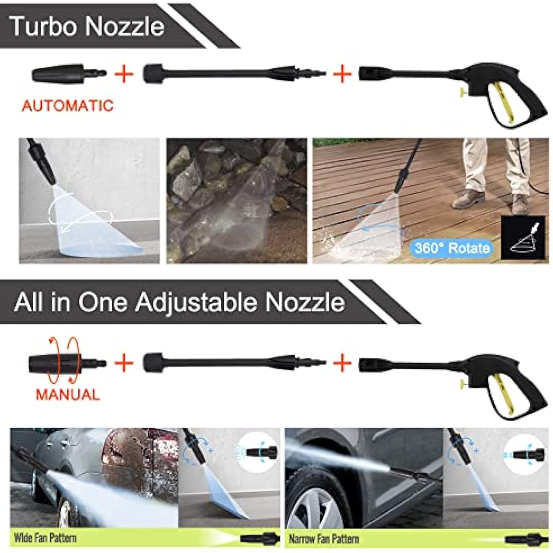 Stream Pressure Washers Jet Washer for Patio, 135Bar 1650W 420L/H Portable Power Washers with Brush, Electric High Power Washer Car Washing Machine, Garden Cleaning Machine for Driveway