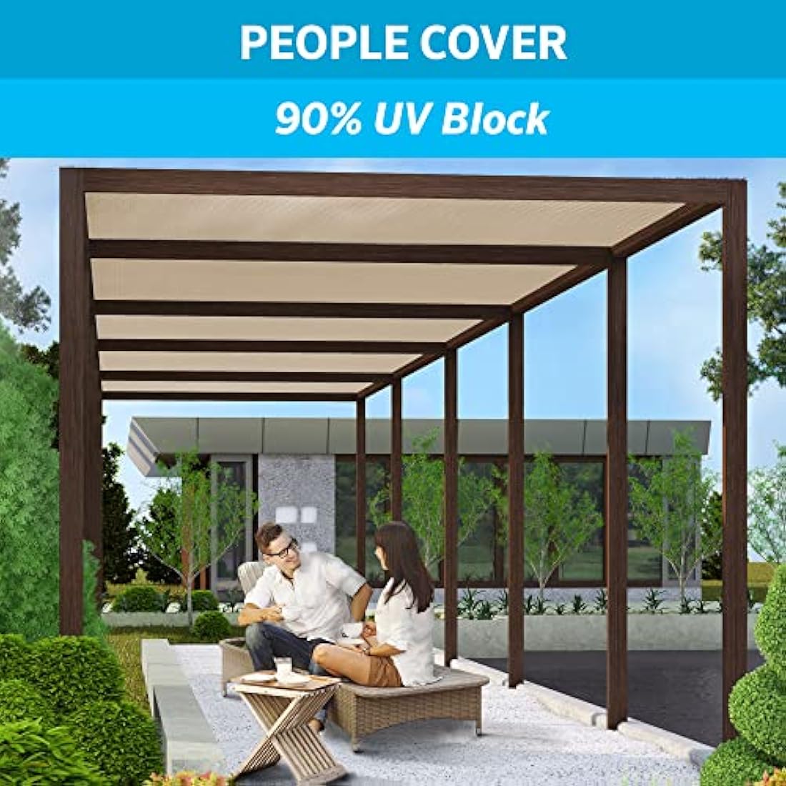 Coolaroo 435967 Shade Fabric 90% UV Protection for People, PET, OR Home LG, 12' x 50', Wheat