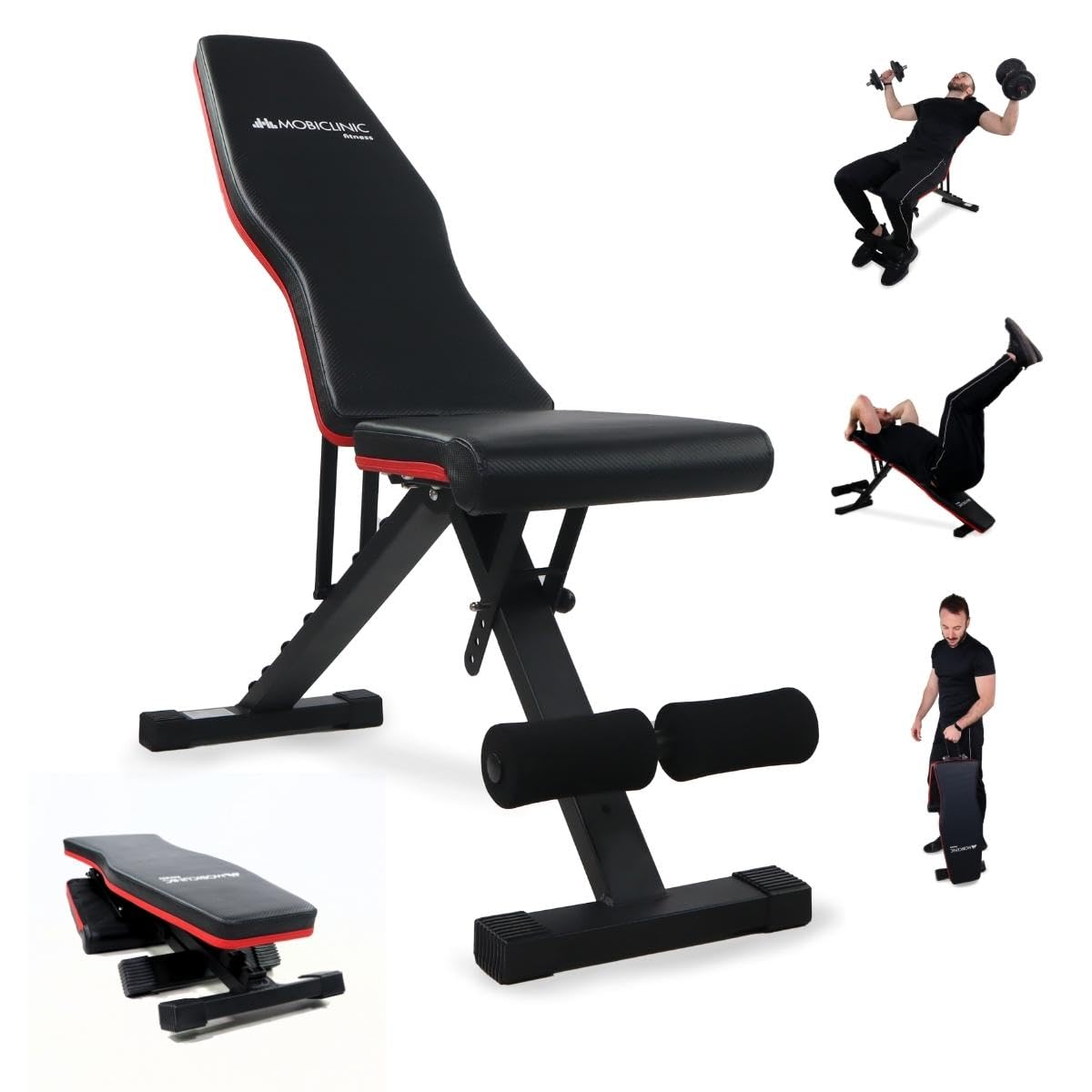 Mobiclinic?, Weight Bench Adjustable Foldable, FlexFit, Gym Bench, up to 440 lbs, for full Body Workout, Multifunction, Full body workout, Bench Press