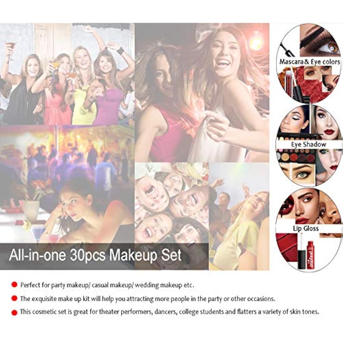 RoseFlower 28Pcs Professional Makeup Set, Essential Make up Starter Set Make-up Sets With Cosmetic bag Eyeshadow Palette Lip Gloss Concealer blush Foundation Brush