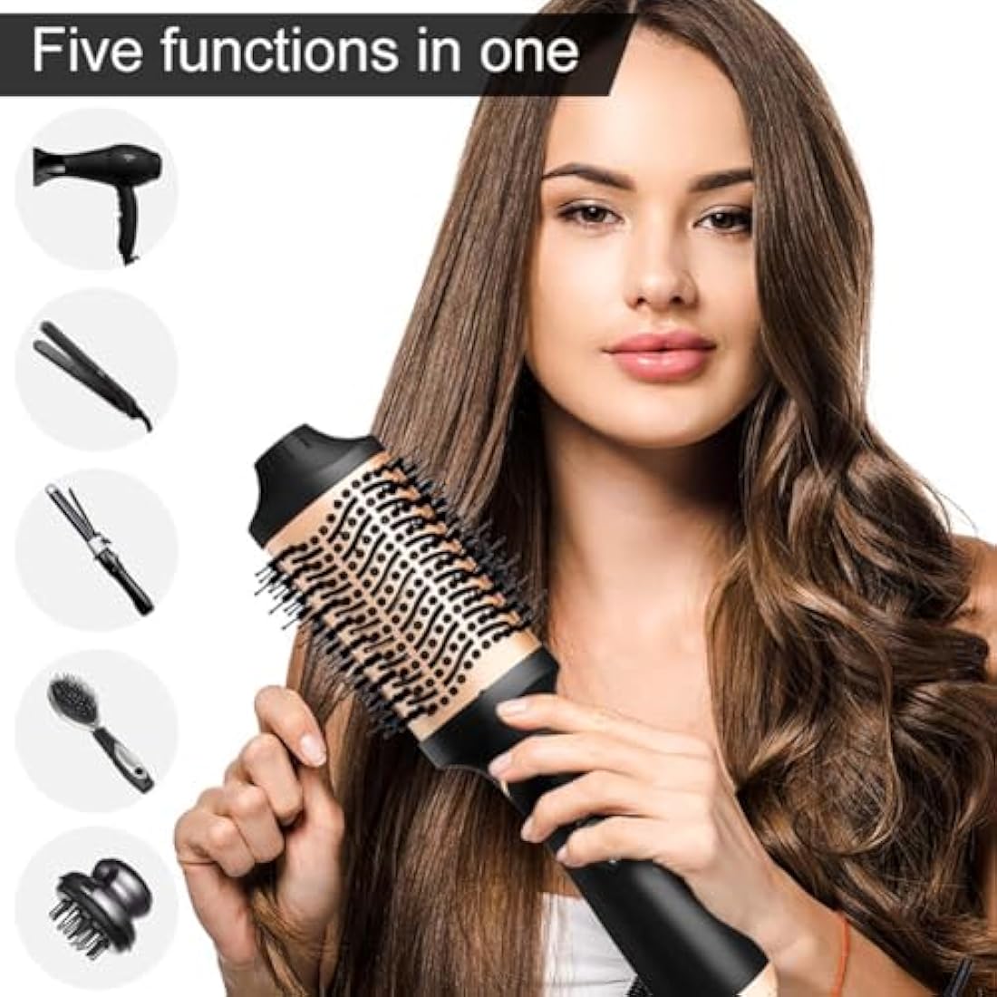 Hair Dryer Brush Blow Dryer in One Step, Upgraded 4 in 1 Hair Dryer and Styler Volumizer with Negative Ion Anti-frizz Ceramic Titanium Barrel Hot Air Styler Hair Straightener