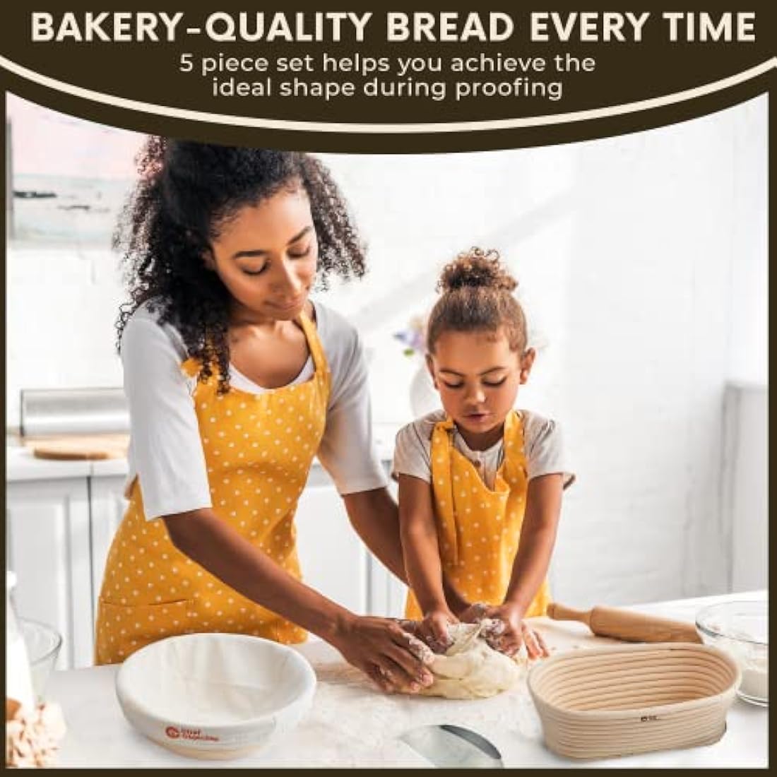 Sourdough Bread Starter Kit – 9" Round & 10" Oval Banneton Proofing Baskets with Bread Lame, Dough Scraper, Linen Liners – Artisan Baking Tools for Homemade Crusty Loaves