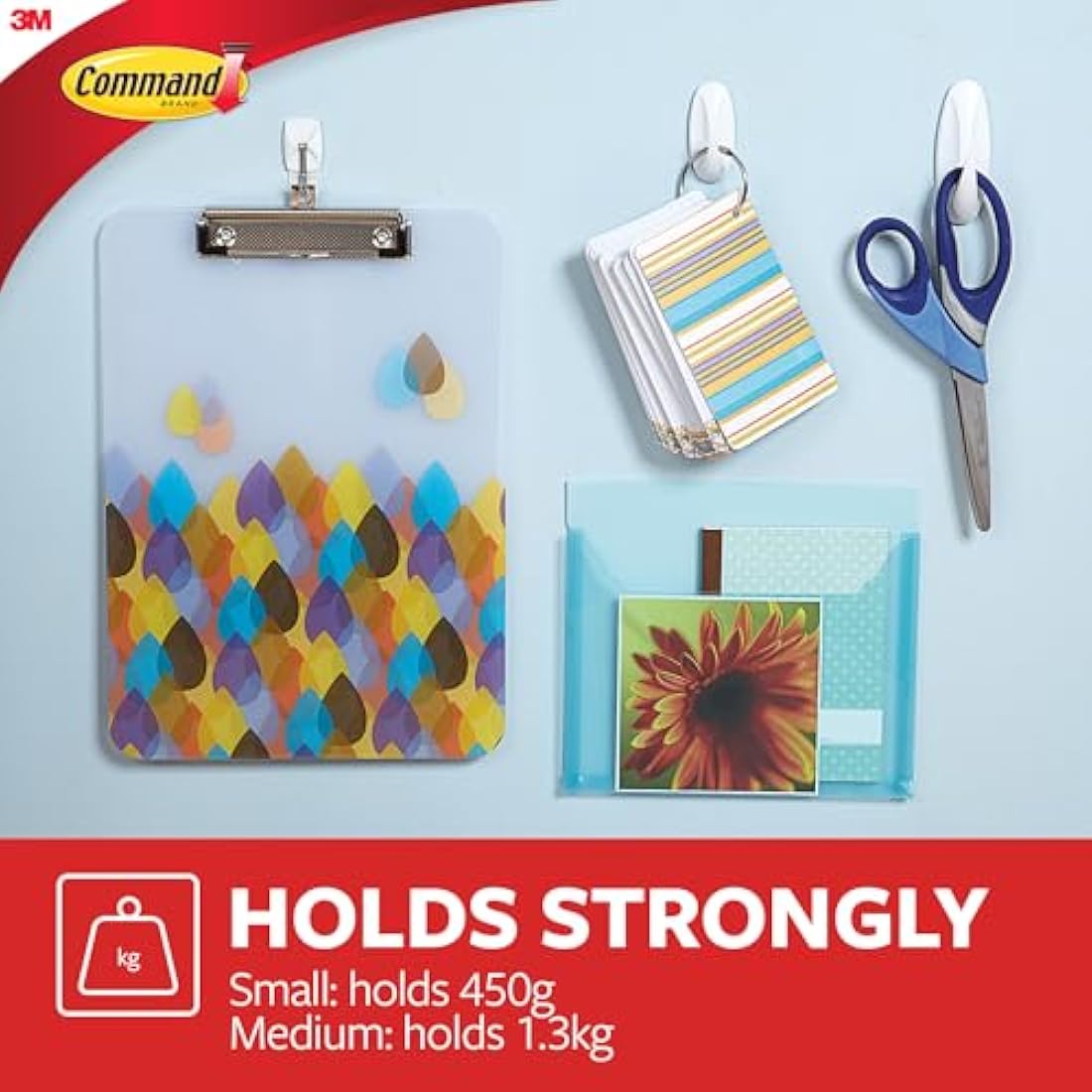 Command Medium Designer Hooks, White - Pack of 6 Hooks and 9 Adhesive Strips - Damage Free Hanging - Holds up to 1.3kg