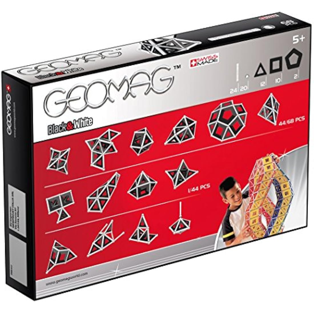 Geomag- 012 - Black & White, 68 Pieces