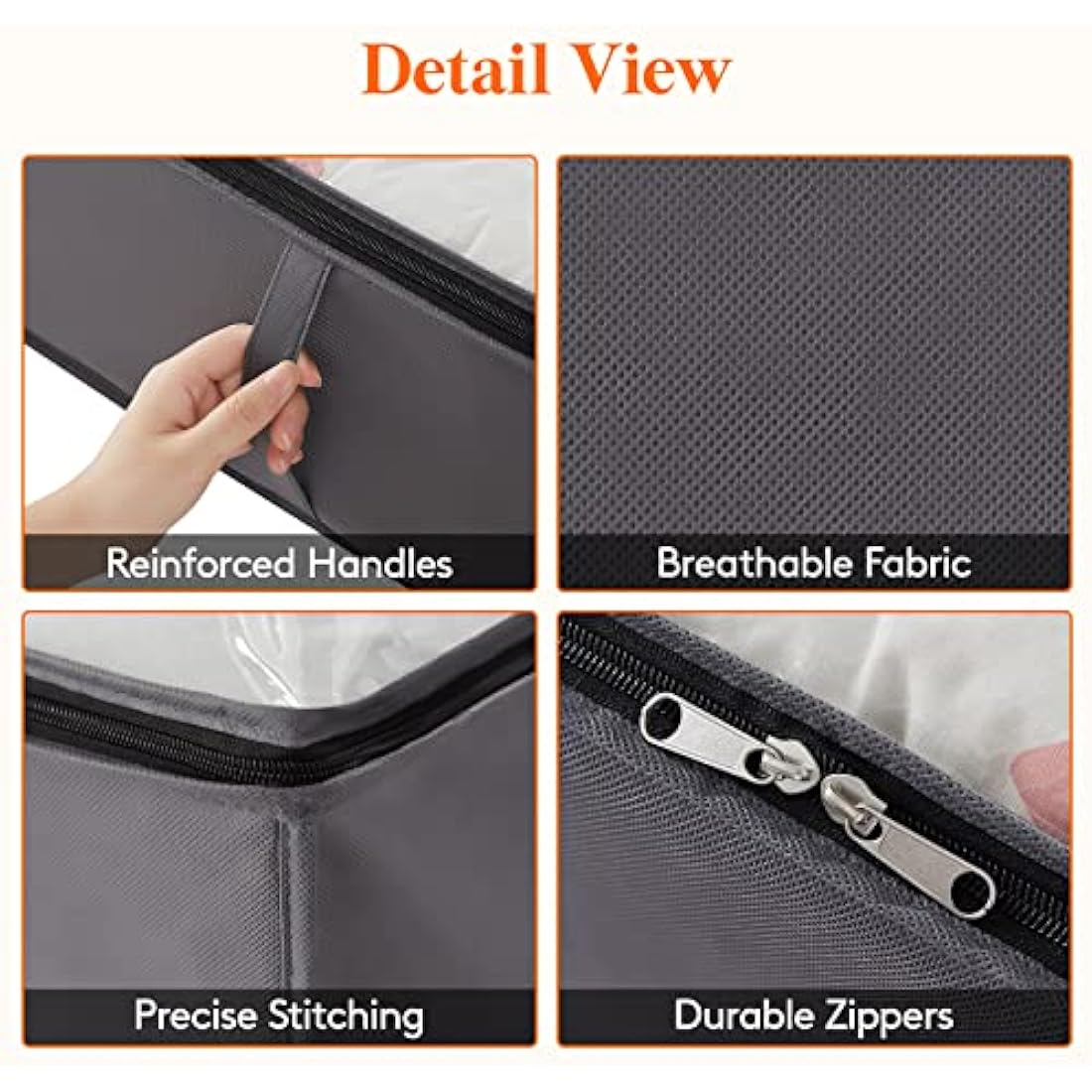 Lifewit 6 Pack 95L Under Bed Storage, Underbed Storage Boxes with lid Clothes Storage Bag Wardrobe Storage Organiser with Reinforced Handle, PVC Window for Duvet, Blanket, Clothing, Shoes, Grey