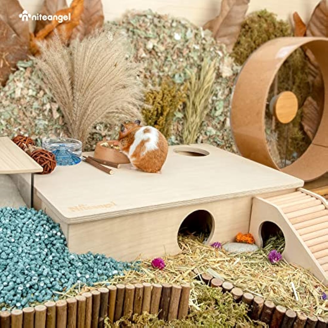 Niteangel Multi-Chamber Hamster House Maze - Multi-Room Hideouts & Tunnel Exploring Toys for Hamster Gerbils Mice Lemmings(6-Room Large)