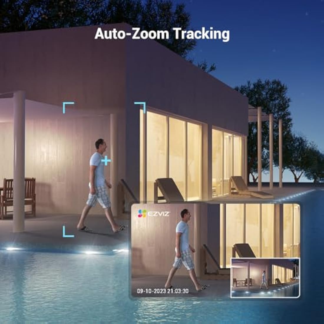 EZVIZ 2.5K Wifi Security Camera Outdoor Wired, No Monthly Fee, PTZ 360°, 512GB Supports, Starlight Color Night Vision, Human/Vehicle Detection, Auto-Track, CCTV Camera System, Alexa/Google (C8c 4MP)