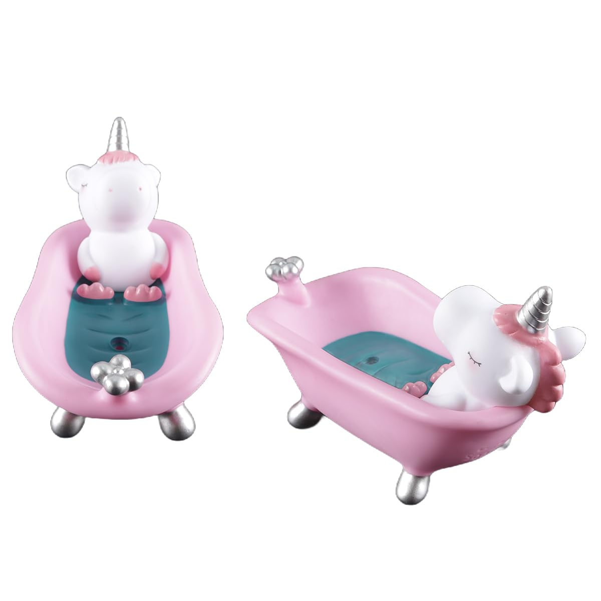 zalati Lovely Plastic Soap Dish, Cartoon Dish Unicorn Bathtub Soap Box with Drainage for Bathroom Bathtub, Kitchen Sink (Pink)