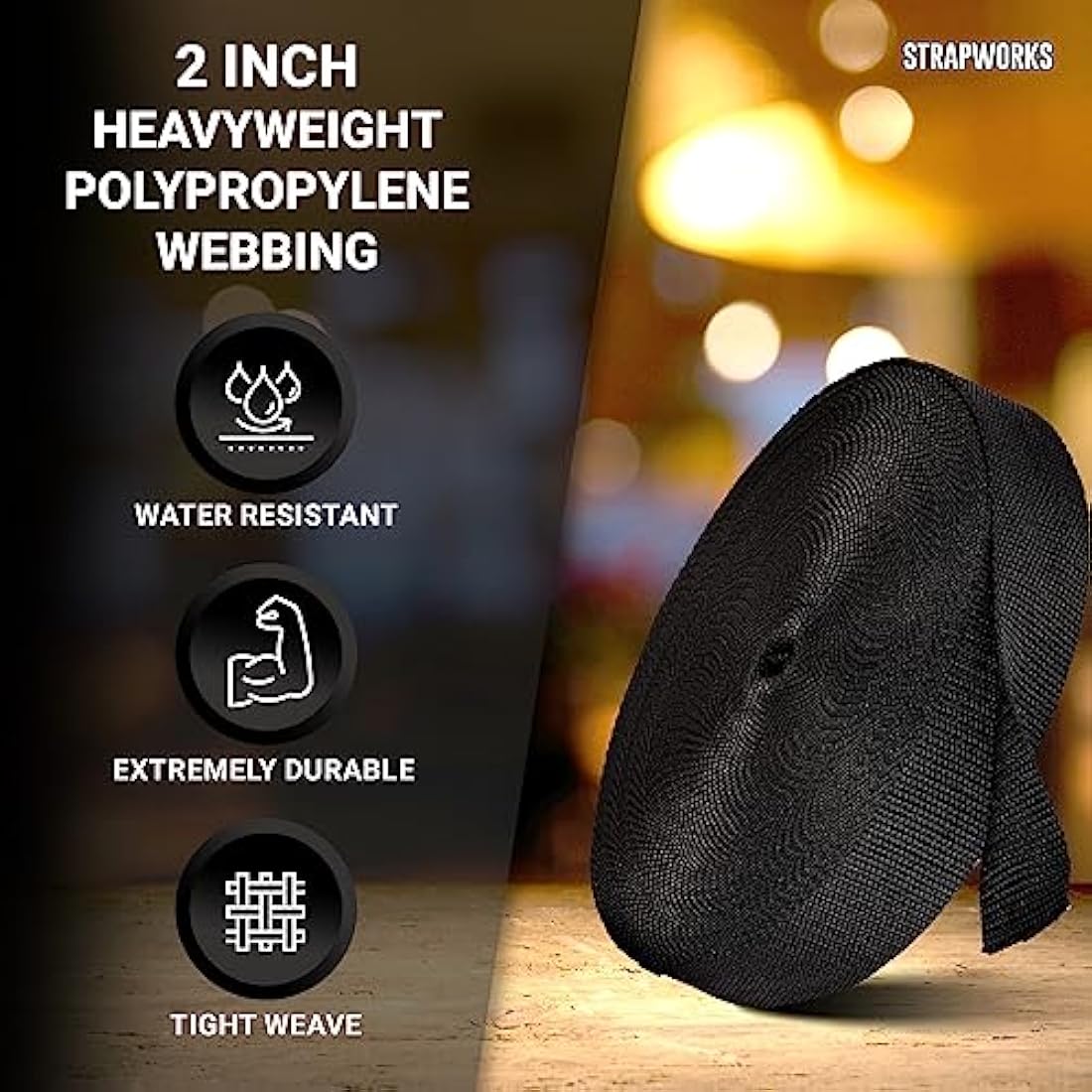 Strapworks Heavyweight Polypropylene Webbing Heavy Duty Poly Strapping Outdoor DIY Gear Repair 2 Inch