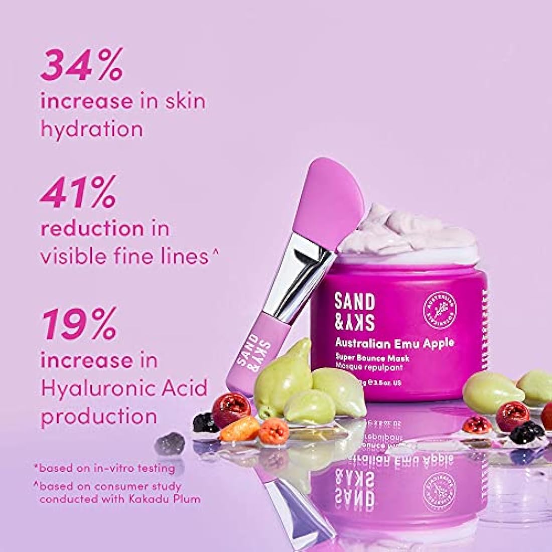 Sand & Sky Australian Glow Berries Brightening Face Mask with Vitamin C & Hyaluronic Acid - Anti-Wrinkle Sleeping Mask, For Radiant Skin, 2.1 oz