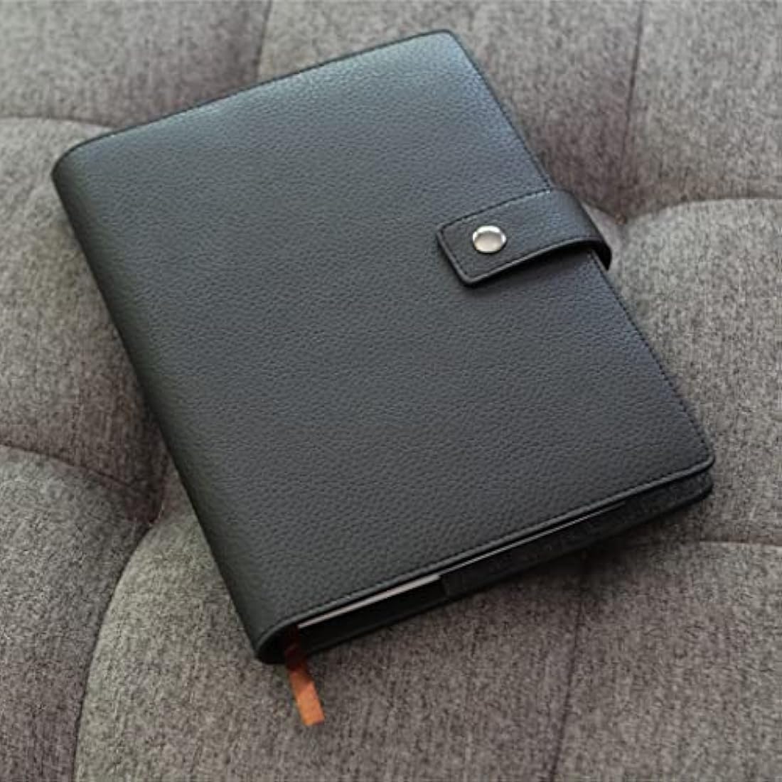 CASE ELEGANCE Black Full Grain Premium Leather Refillable Journal Cover with A5 Lined Notebook - Scratch-Proof DURA-Leather