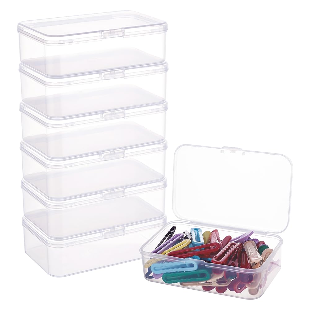 BENECREAT 8 Pack Rectangle Clear Plastic Bead Storage Containers Box Case with lid for Pins, Tiny Bead