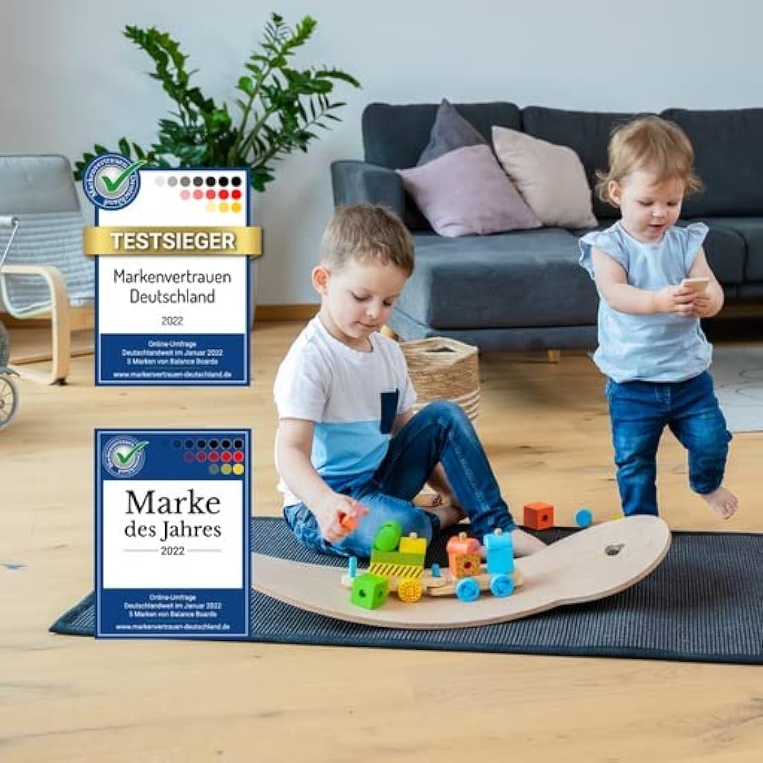 WAHU Board - Balance Board with Unique Rocker Shape Including Cork Roll - Surf Balance Board (100% Wood) | Balance Board Wood | 100% Fun Guaranteed