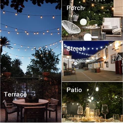 Zuske Garden String Lights Outdoor, 30M Festoon Lights Mains Powered with 50+3 ST38 Shatterproof Bulbs, Waterproof IP65 Patio Lights for Outside Yard Gazebo Backyard Terrace Party Porch(Warm White)