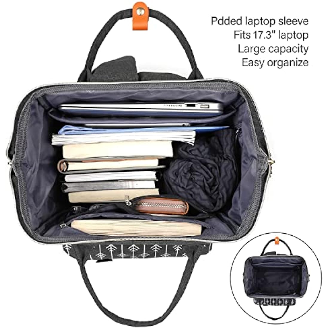 RJEU Backpack, School Backpack for Uni Leisure Job, Beautiful and Sophisticated Daypack with Laptop Compartment & Anti Theft Pocket, Waterproof Backpack Gifts for Mum Girl For Birthday, Hy58-black