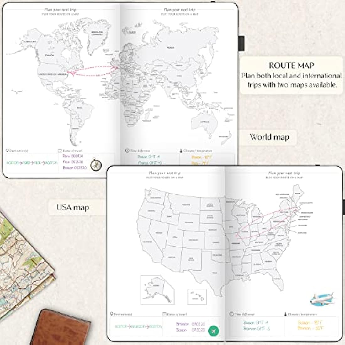 Legend Travel Planner – Vacation Itinerary Organizer – Travelling Journal for Women, Men & Couples – Traveling Log (Black)