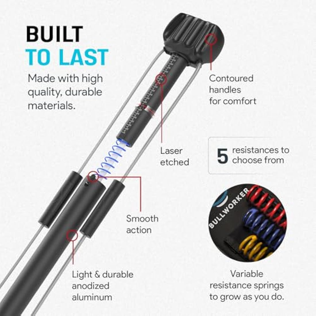 Bullworker Bow Classic 90cm Isometric Exercise Equipment, Portable Strength Training At Home Gym Equipment for Back, Shoulder, Chest, Biceps, Abs, Arm, Ab Workout, All In One Exerciser for Men & Women