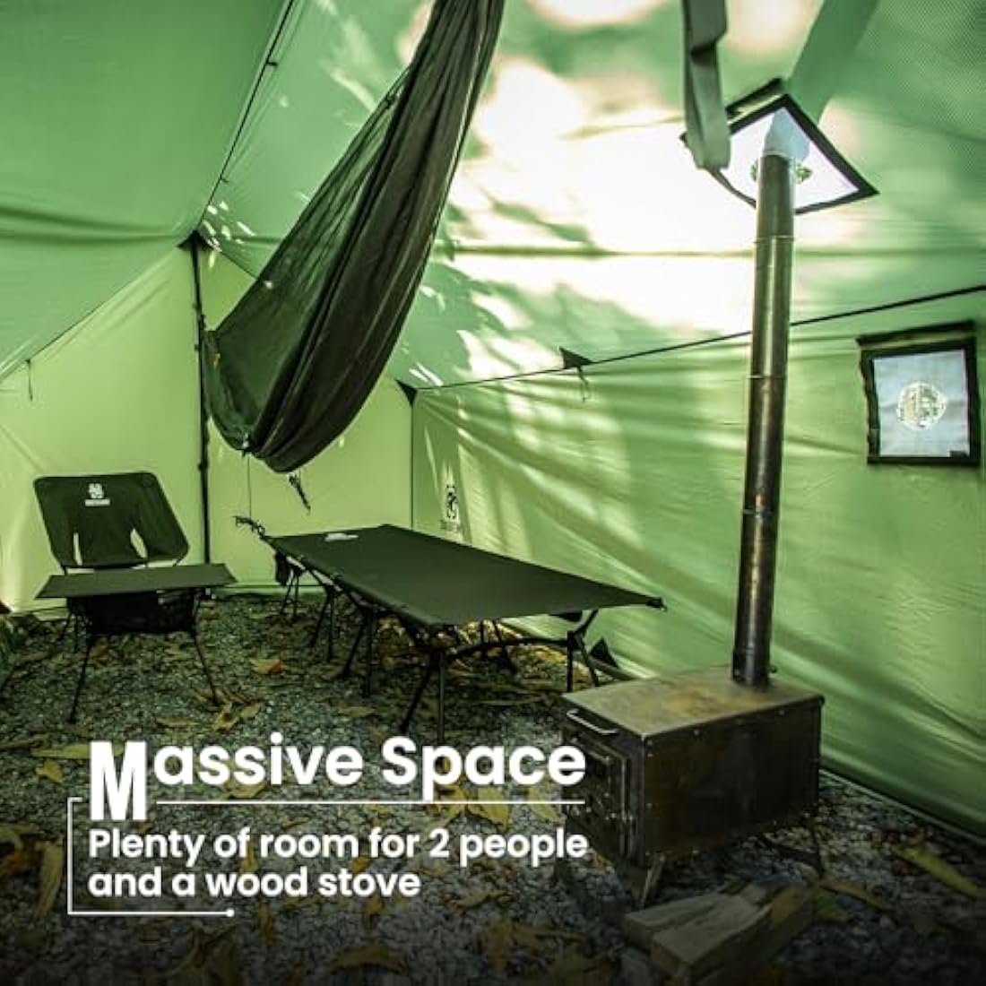 OneTigris TEGIMEN Hammock Hot Tent with Stove Jack, Spacious Versatile Wall Tent with Snow Skirt, 3000mm Waterproof with Zippered Tent Bag