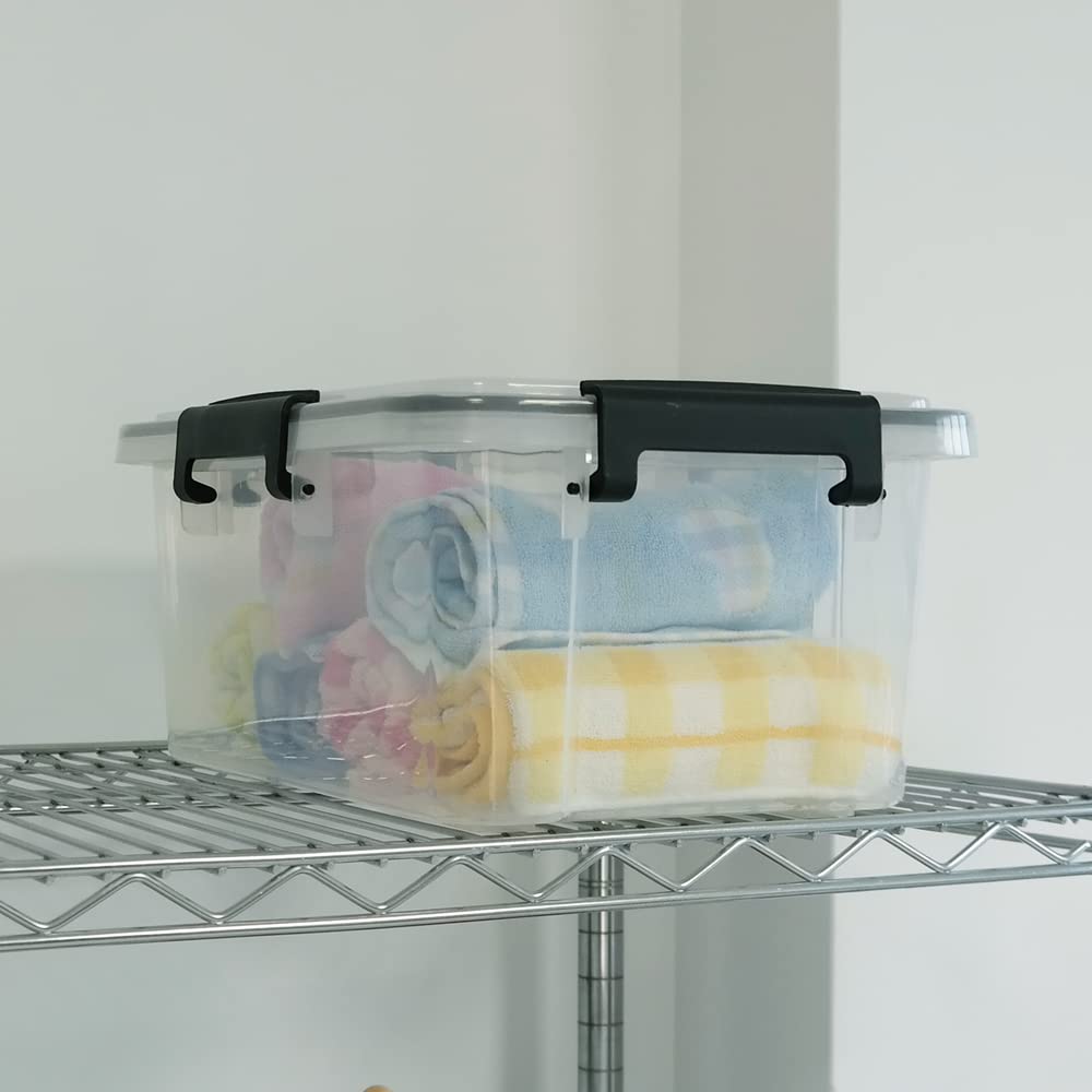 Yarebest 10 Liter Plastic Storage Box with Latch Clips/Seal Circle, 2 Pack