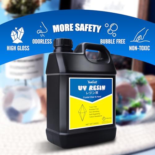 UV Resin - 2,000g Crystal Clear UV Curing Resin, Low Odor Hard Type Ultraviolet Cure Glue for DIY Jewelry Making, Resin Crafts, Painting - Transparent
