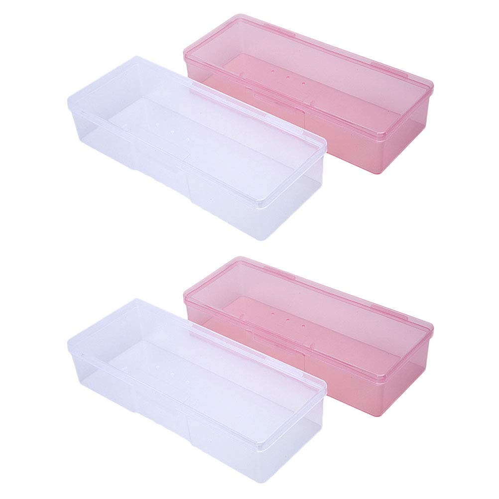 FOMIYES 4Pcs Plastic Storage Containers Clear Storage Box Nail Art Pens Nail Brush Container Case Transparent Personal Nail Box for Beads Jewelry