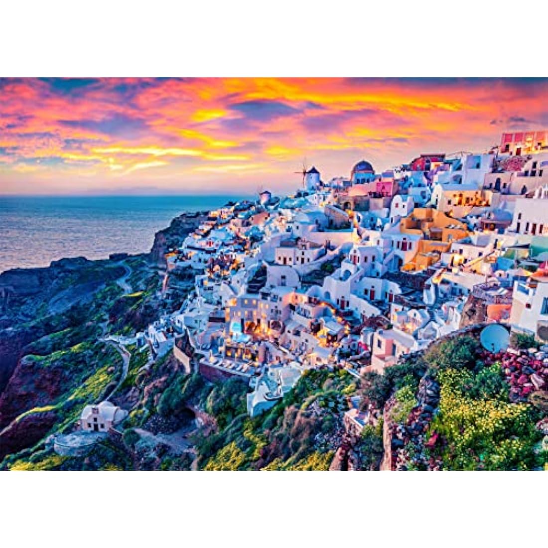 Santorini Island Jigsaw Puzzles for Adults 1000 Piece Aegean Sea Jigsaw Puzzles for Adults Gifts