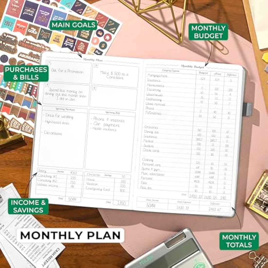 GoGirl Budget Planner – Monthly Financial Planner Organizer Budget Book. Expense Tracker Notebook Journal to Control Your Money. Undated – Start Any Time, 13.5x19cm, Lasts 1 Year – Grey