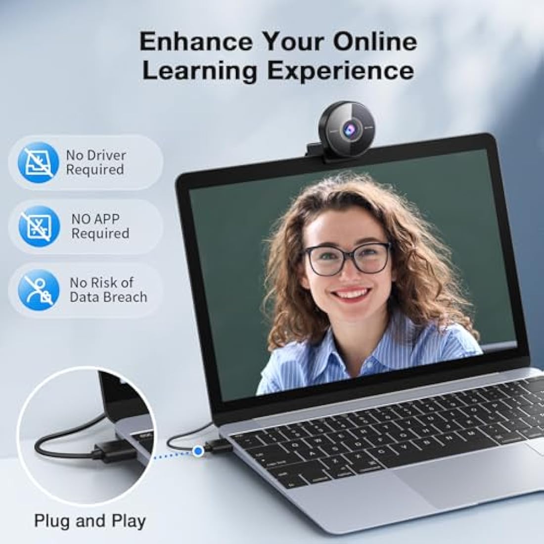 EMEET C950 4K Webcam for PC - 8 Megapixels UHD, PDAF Autofocus, Noise-Canceling Mic, 70° FOV, 1080P@60FPS, Privacy Cover, USB 2.0 Plug&Play, Ideal PC Camera 4K for Zoom/Teams/Google Meet