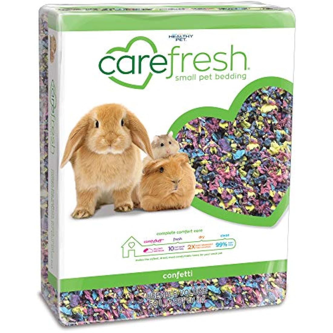 Carefresh 99% Dust-Free Confetti Natural Paper Small Pet Bedding with Odor Control, 50 L
